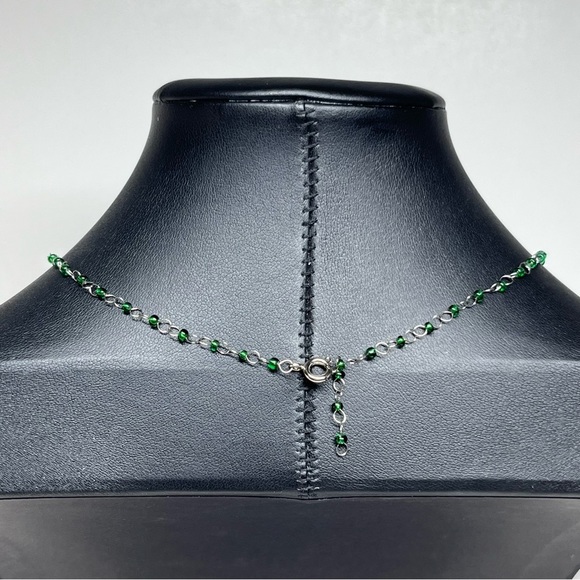 VTG Green Leaf Delicate Link Chain Necklace 16" - Picture 6 of 6